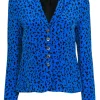 Nina McLemore - Blue & Black Leopard Print Button-Up Blazer Sz 2
