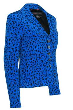 Nina McLemore - Blue & Black Leopard Print Button-Up Blazer Sz 2
