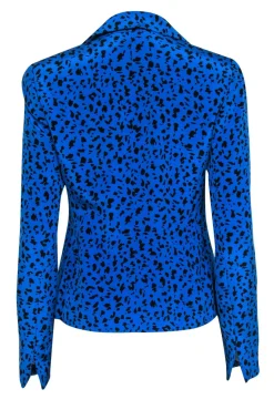 Nina McLemore - Blue & Black Leopard Print Button-Up Blazer Sz 2