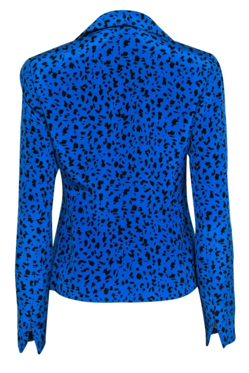 Nina McLemore - Blue & Black Leopard Print Button-Up Blazer Sz 2