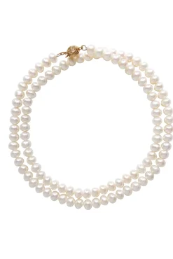 No Label - Genuine Pearl Necklace w/ 14k Gold Closure