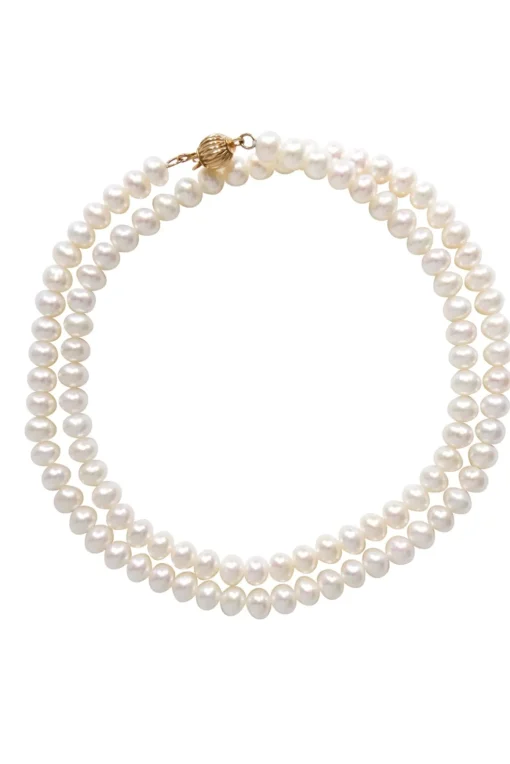 No Label - Genuine Pearl Necklace w/ 14k Gold Closure