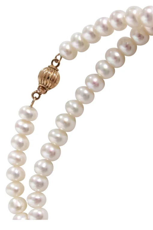 No Label - Genuine Pearl Necklace w/ 14k Gold Closure