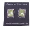 No Label - Green Square Stone w/ Sterling Silver Back Earrings