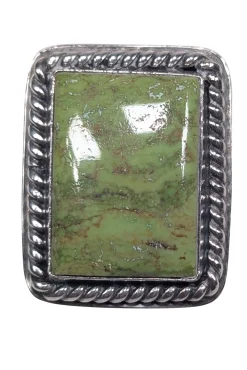 No Label - Green Square Stone w/ Sterling Silver Back Earrings