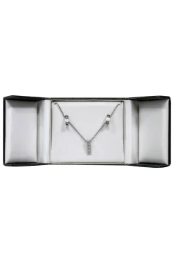 No Label - 14k White Gold Necklace & Earring Set