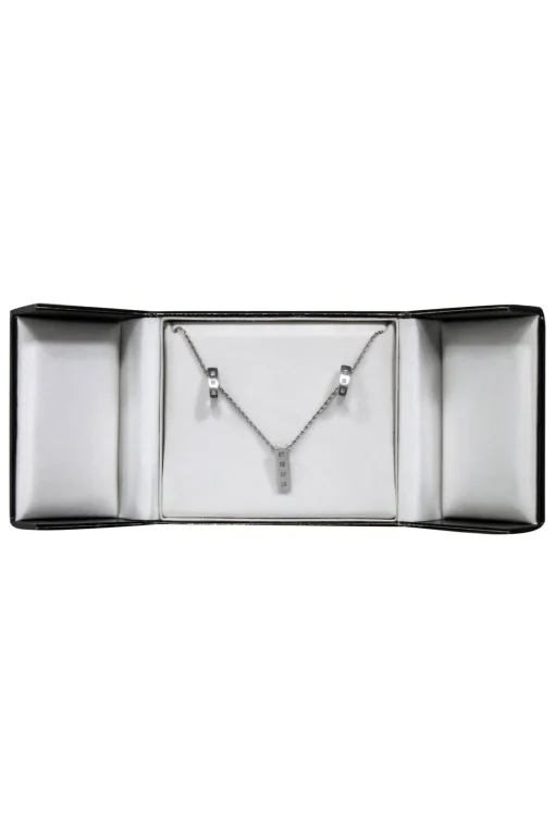 No Label - 14k White Gold Necklace & Earring Set