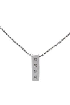 No Label - 14k White Gold Necklace & Earring Set