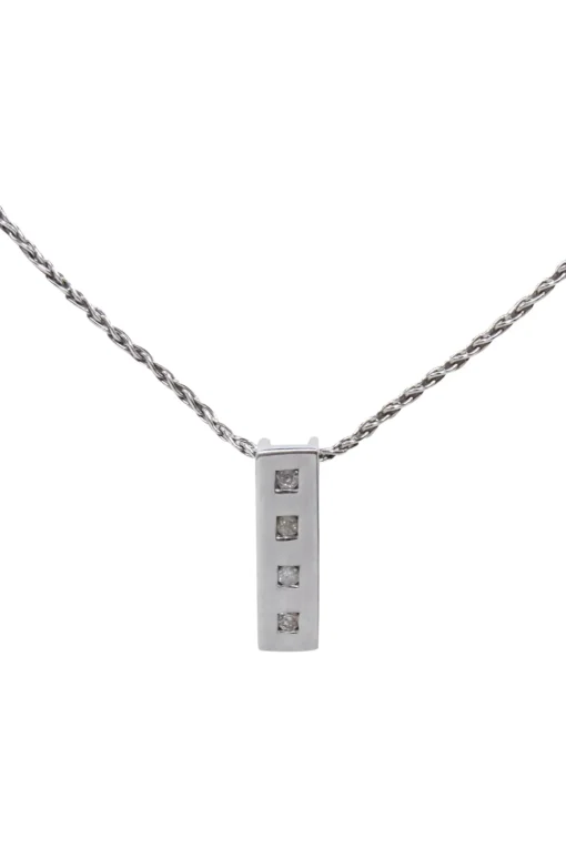 No Label - 14k White Gold Necklace & Earring Set