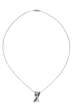 No Label - 14K White Gold w/ White & Brown Diamond Pendant Necklace