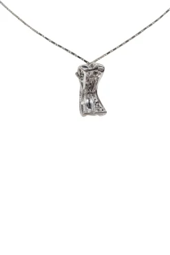 No Label - 14K White Gold w/ White & Brown Diamond Pendant Necklace