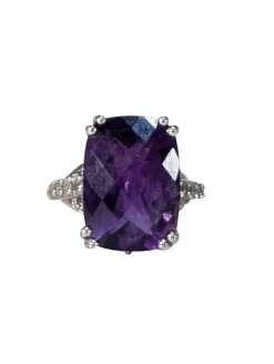 No Label - Sterling Silver & Purple Amethyst Ring Sz 8