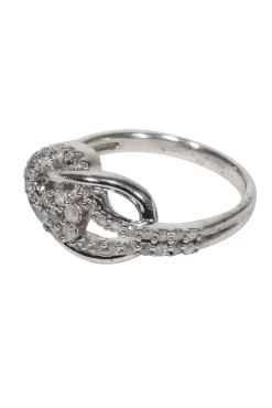 No Label - Sterling Silver Diamond Interlocking Ring Sz 4.5