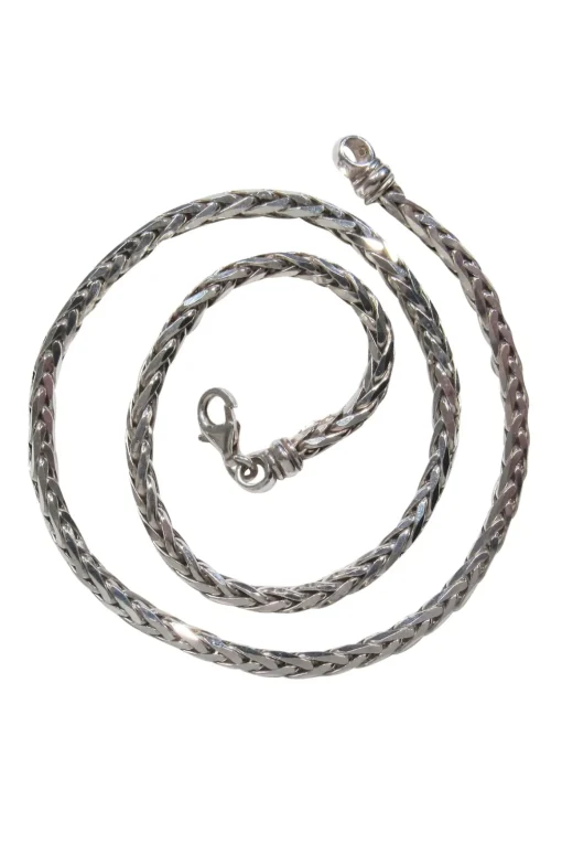 No Label - Sterling Silver Wheat Chain Bracelet