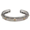No Label - Sterling Silver Cuff Bracelet w/ Gold Textured Rhinestone Design