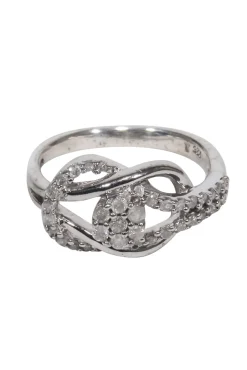 No Label - Sterling Silver Diamond Interlocking Ring Sz 4.5