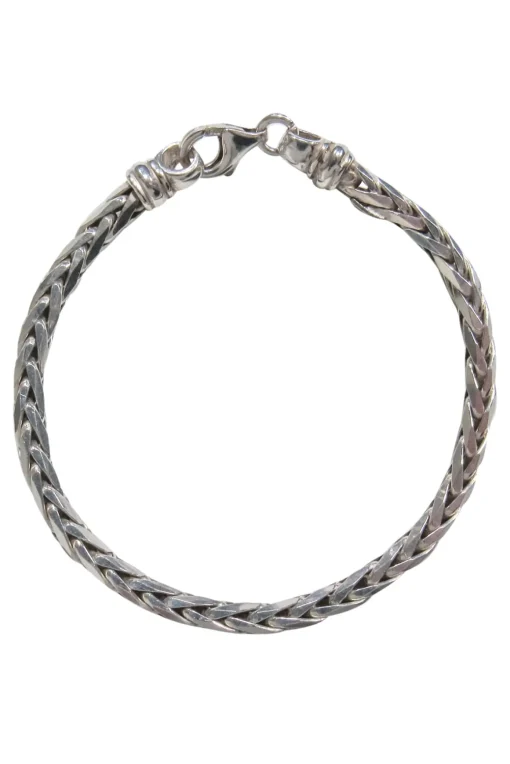 No Label - Sterling Silver Wheat Chain Bracelet