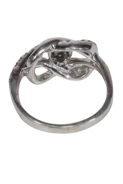 No Label - Sterling Silver Diamond Interlocking Ring Sz 4.5