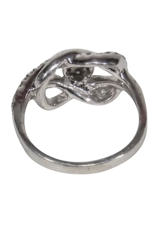 No Label - Sterling Silver Diamond Interlocking Ring Sz 4.5