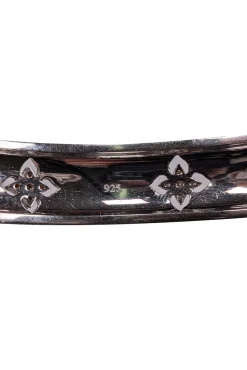 No Label - Sterling Silver Cuff Bracelet w/ Gold Textured Rhinestone Design