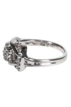 No Label - Sterling Silver Diamond Interlocking Ring Sz 4.5