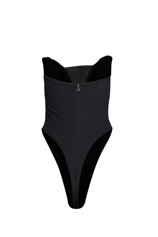 Nookie - Black Embellished Plunge Neck Strapless Bodysuit Sz S