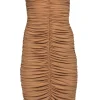 Norma Kamali - Nude Ruched Strapless Bodycon Dress Sz M