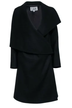 OAK - Black Wool Coat w/ Oversized Collar Sz XS