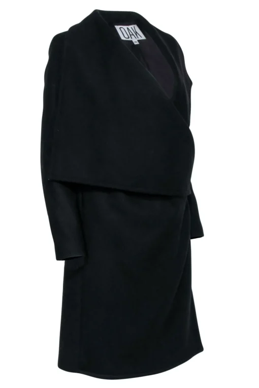 OAK - Black Wool Coat w/ Oversized Collar Sz XS