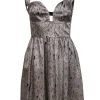 Opening Ceremony - Grey & Black Printed Open Back Silk Fit & Flare Dress Sz S