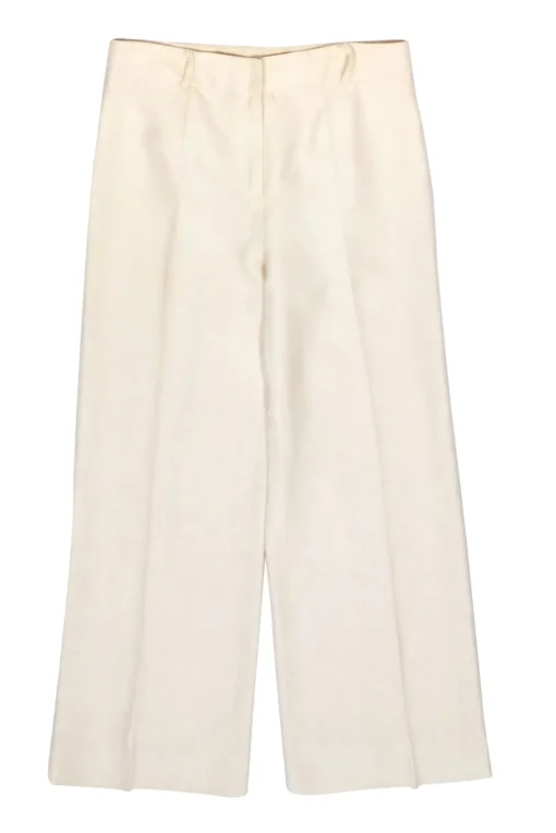 Oscar de la Renta - Beige Silk High Rise Pants Sz 8