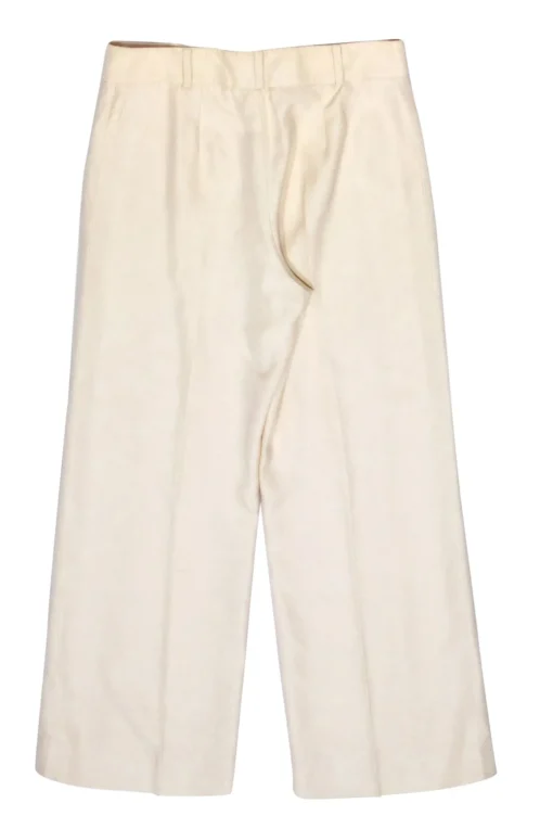 Oscar de la Renta - Beige Silk High Rise Pants Sz 8