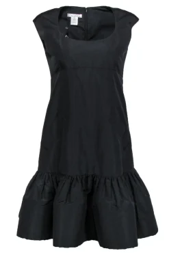 Oscar de la Renta - Black Silk Taffeta Dress Sz 6