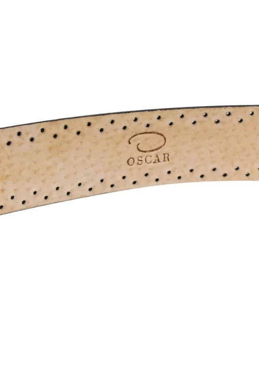 Oscar de la Renta - Black Genuine Leather Dotted Print Belt Sz L