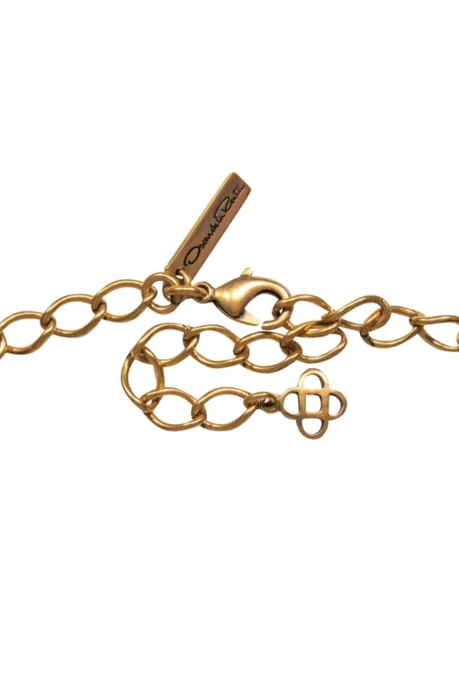 Oscar de la Renta - Gold & Black Stone Necklace w/ Flowers