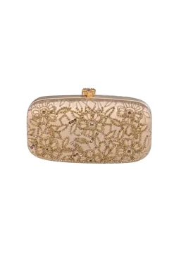 Oscar de la Renta - Gold Satin Beaded Clutch