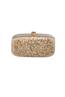 Oscar de la Renta - Gold Satin Beaded Clutch