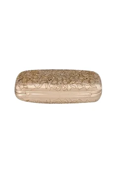 Oscar de la Renta - Gold Satin Beaded Clutch