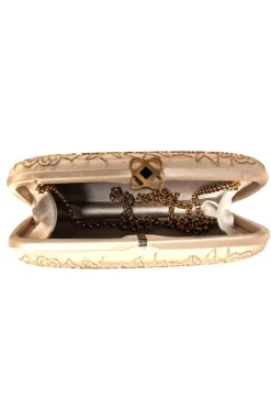 Oscar de la Renta - Gold Satin Beaded Clutch