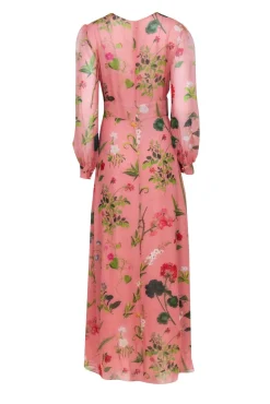 Oscar de la Renta - Pink Floral Silk Formal Dress Sz 10