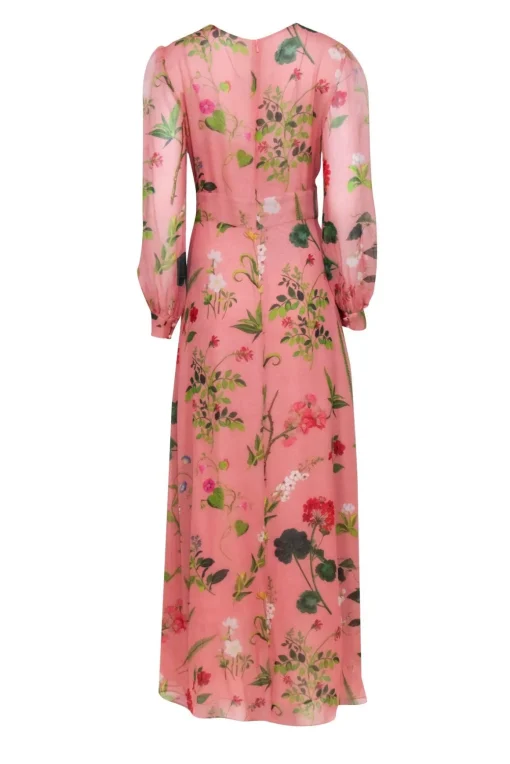 Oscar de la Renta - Pink Floral Silk Formal Dress Sz 10