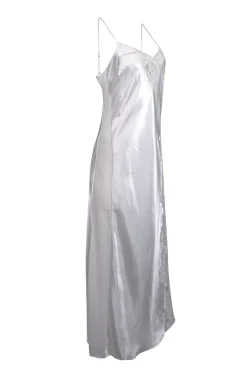 Oscar de la Renta - White Sleeveless Lace Applique Slip Dress Sz M