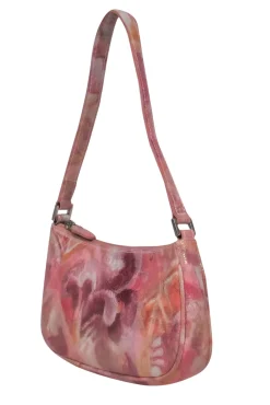 Osprey London - Pink Leather Metallic Paisley Print Baguette