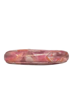 Osprey London - Pink Leather Metallic Paisley Print Baguette