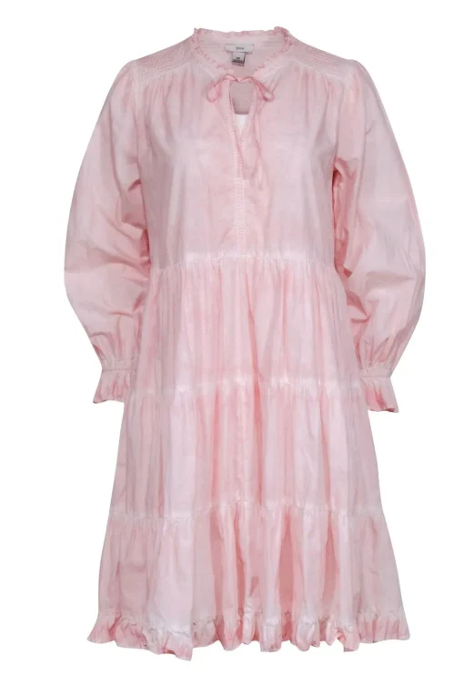 Othilia - Light Pink Cotton Tiered Dress Sz S