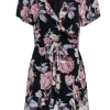 Paige - Black & Pink Floral Print Wrap Dress Sz XS