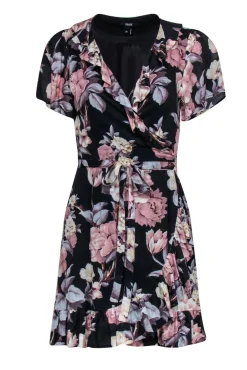 Paige - Black & Pink Floral Print Wrap Dress Sz XS