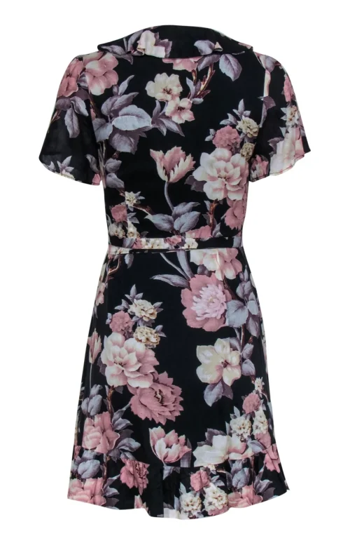Paige - Black & Pink Floral Print Wrap Dress Sz XS
