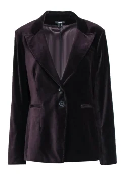 Paige - Black Cherry Red Velvet Single Breasted Cotton Blazer Sz L