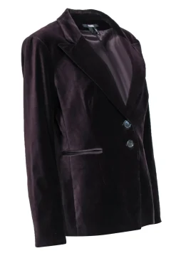 Paige - Black Cherry Red Velvet Single Breasted Cotton Blazer Sz L